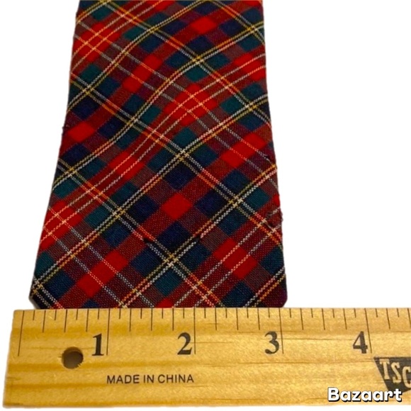 VTG Ugly Christmas Wool Plaid Tie Party Red Greenish Black Novelty w/ Moth Holes - Picture 12 of 12